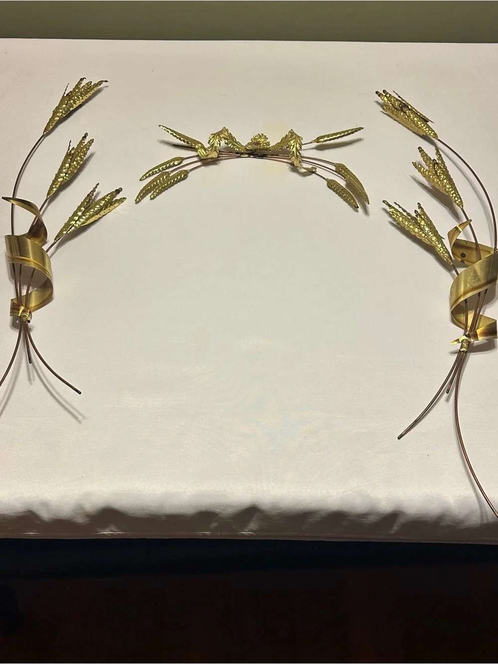 VINTAGE Home Interiors Gold / brass Wheat wall hanging 3 piece set